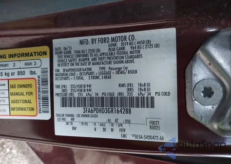 2016 Ford Fusion Se z USA, uszkodzony, nr VIN 3FA6P0HD3GR164288